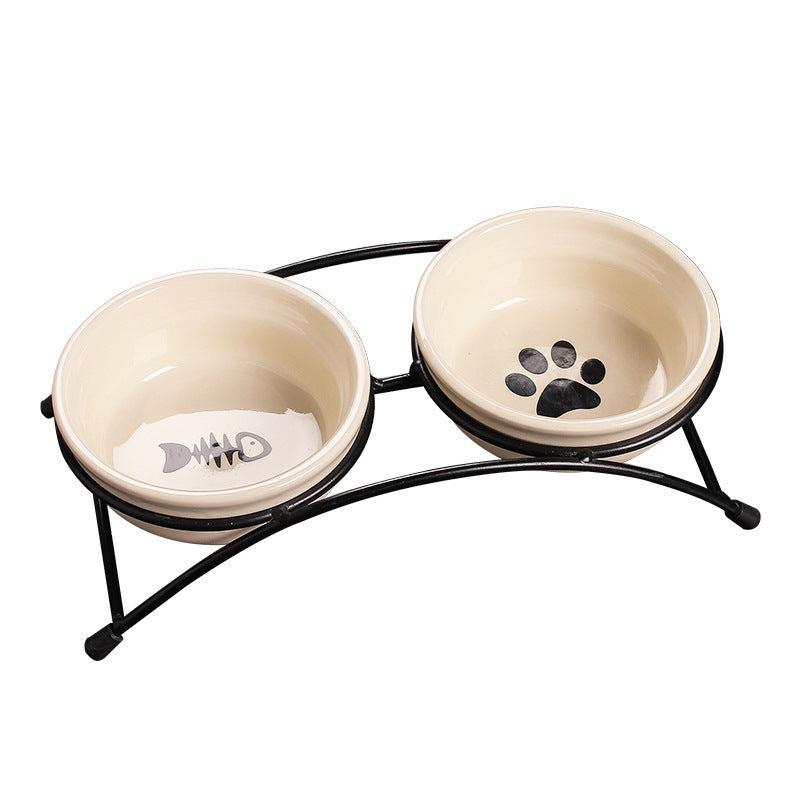 Dual Pet Bowl with Stylish Iron Stand