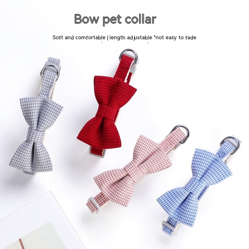 Stylish Houndstooth Bow Collar for Pets
