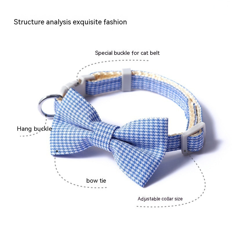 Stylish Houndstooth Bow Collar for Pets