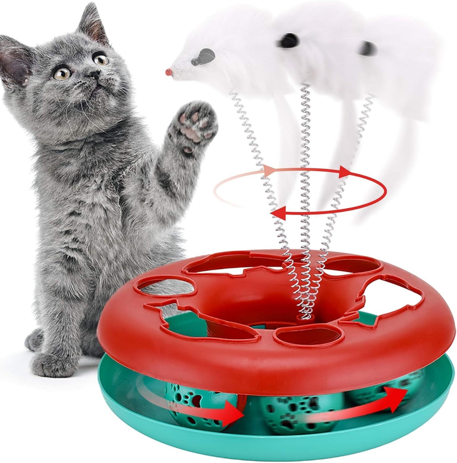 Interactive Cat Tower with Exercise Balls