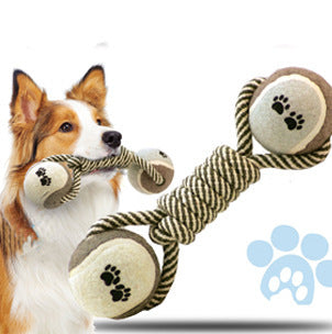 Tennis Ball Dumbbell – Tough Tug Toy for Dogs