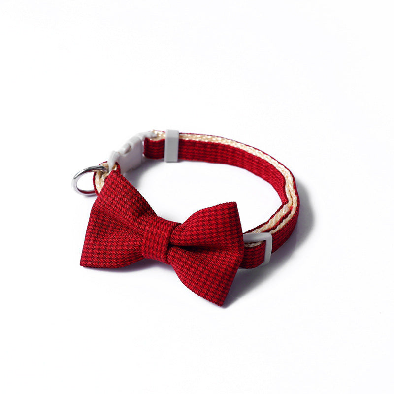 Stylish Houndstooth Bow Collar for Pets