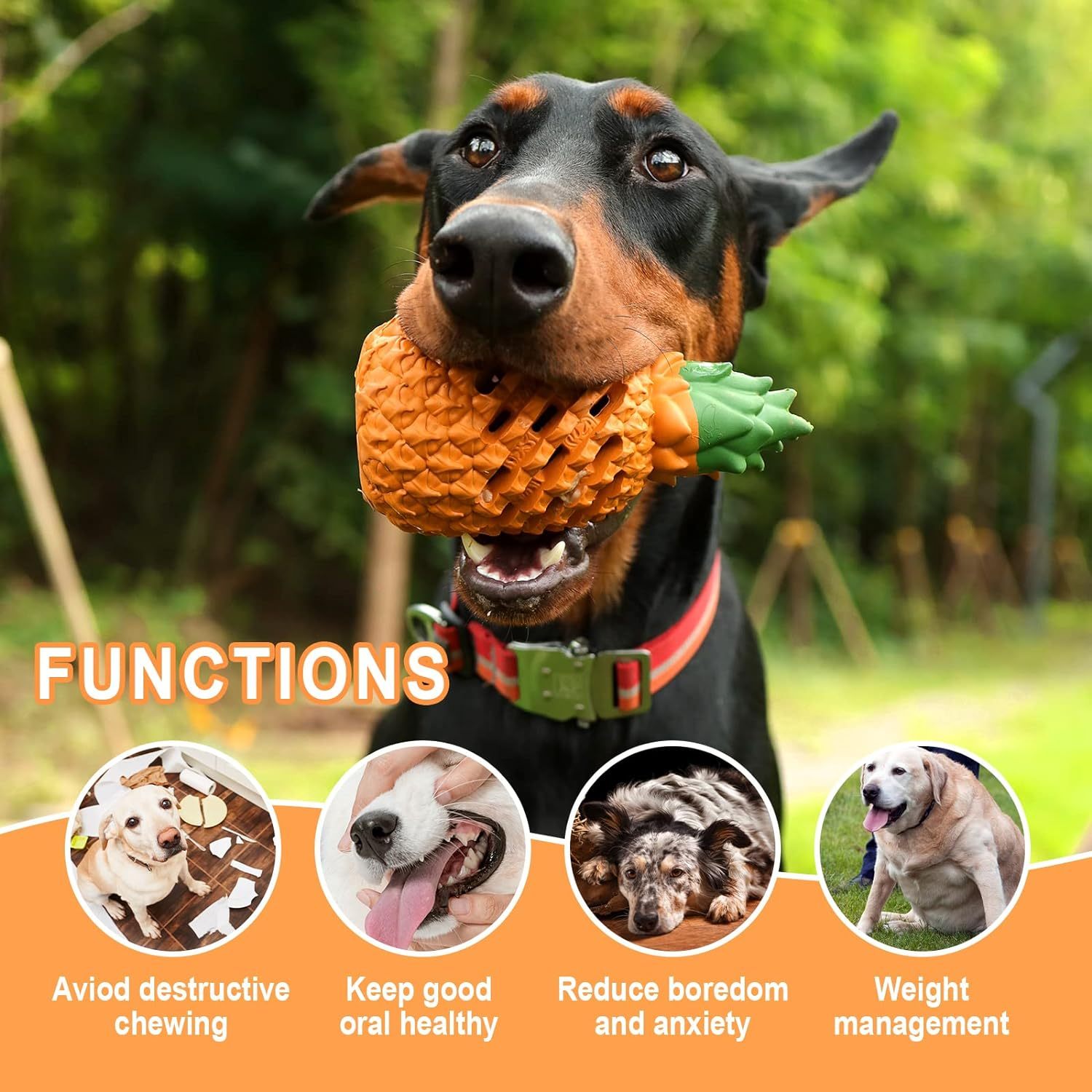 Indestructible Pineapple Chew Toy for Strong Chewers