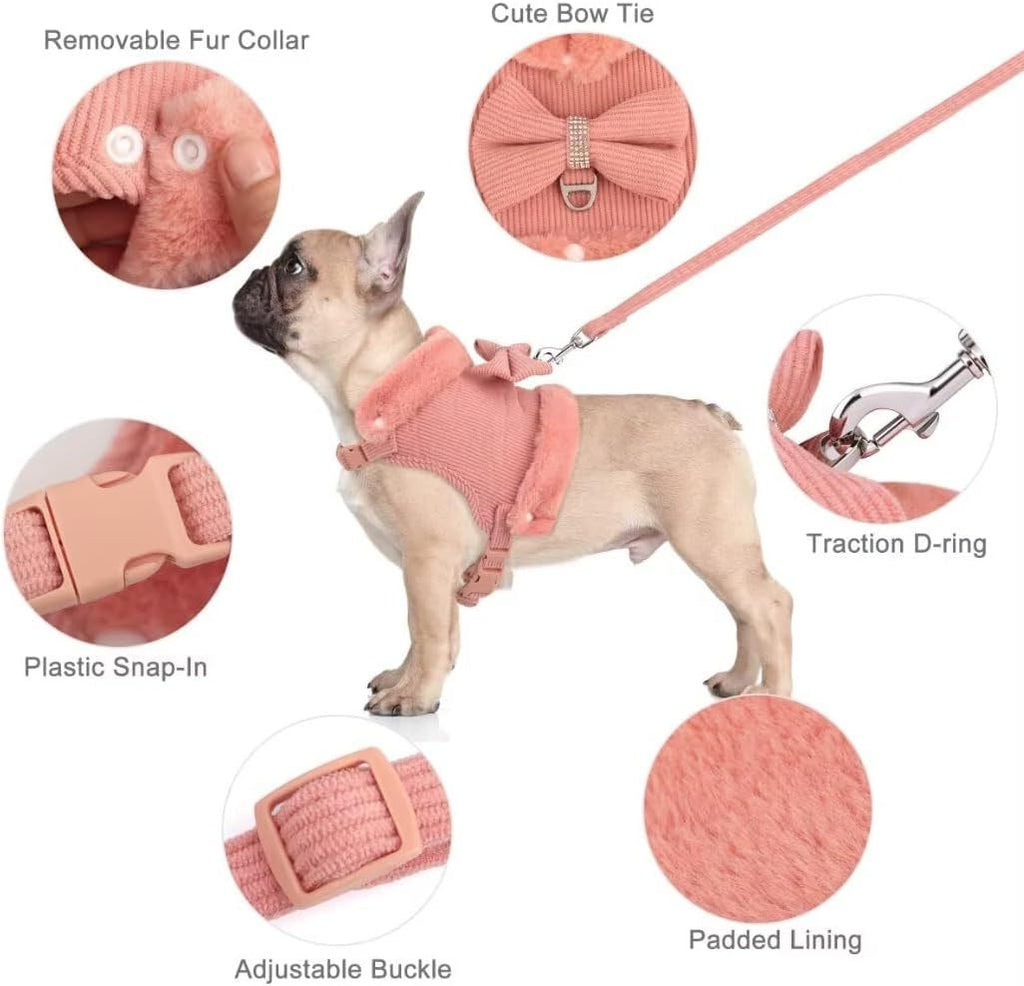 Adorable Puppy Harness & Leash with Bow Tie