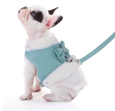 Adorable Puppy Harness & Leash with Bow Tie