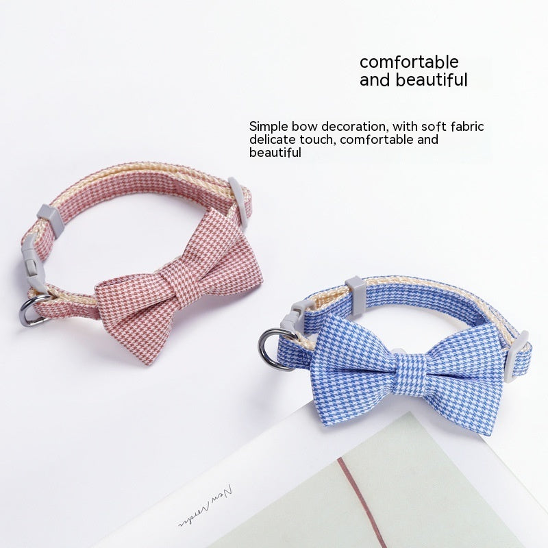 Stylish Houndstooth Bow Collar for Pets