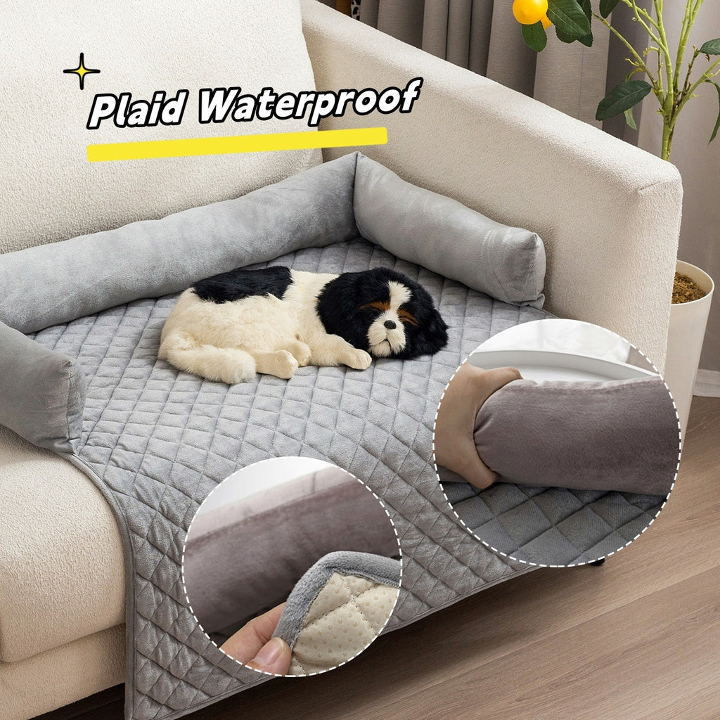 Dog Sofa Bed with Built-In Furniture Protection Cover