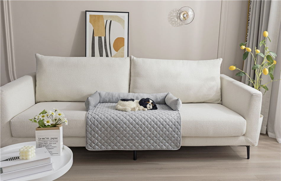 Dog Sofa Bed with Built-In Furniture Protection Cover