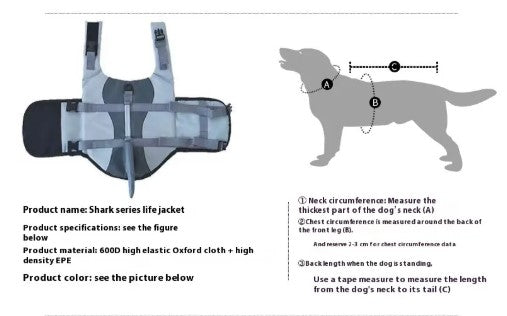 Playful Shark Dog Life Jacket for Pool and Beach
